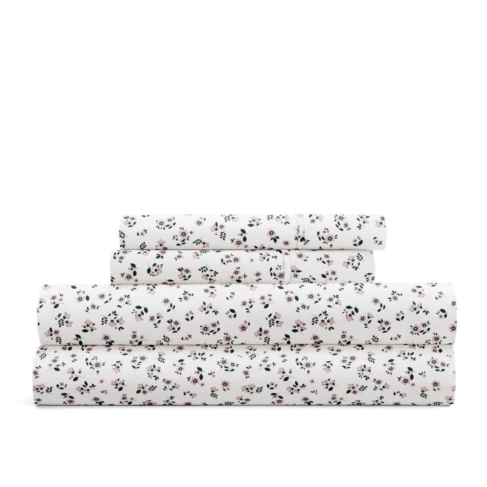 4 Piece Sheet Set Patterned Microfiber Ultra Soft Bedding in Floral Dream