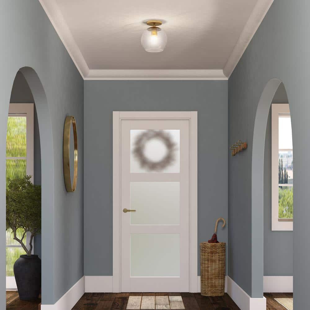 Evelyn&Zoe Retro Semi Flush Mount Ceiling Light with Seeded Glass