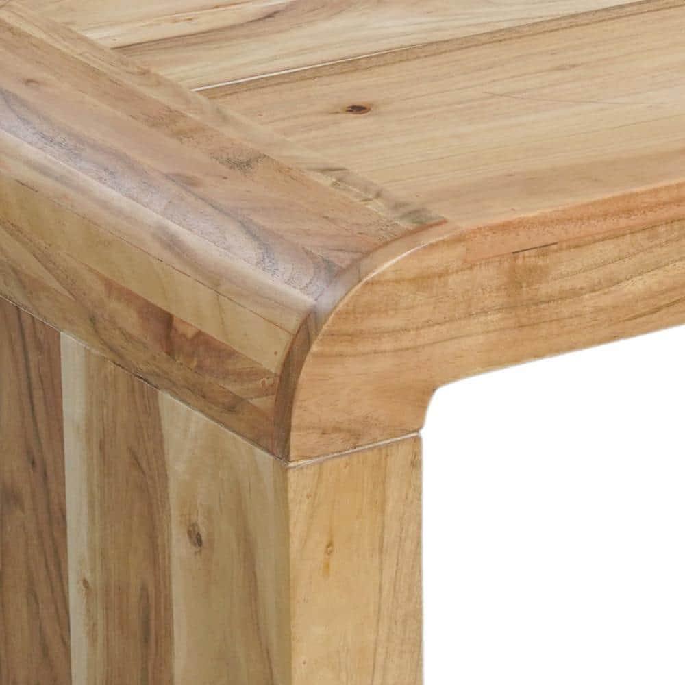 The Urban Port UPT-314336 36 in. Cascade Natural Acacia Wood Rectangular Curved Waterfall Top Coffee Table, Brown