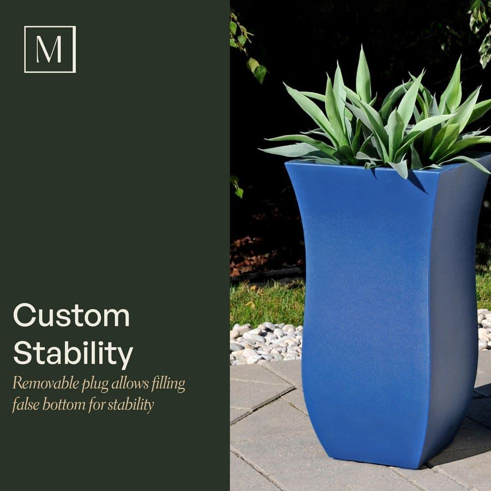 Mayne Valencia Polyethylene Resin 30" Tall Planter in Neptune Blue