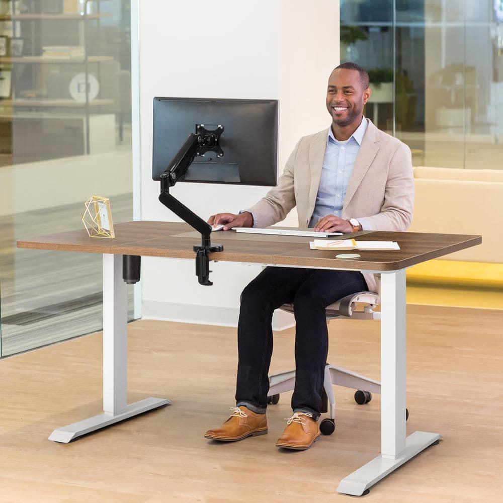 Lacoo Electric Height Adjustable Standing Desk with 55 inch Wooden Tabletop, Sit Stand Office Desk with Memory Preset Controller, Brown