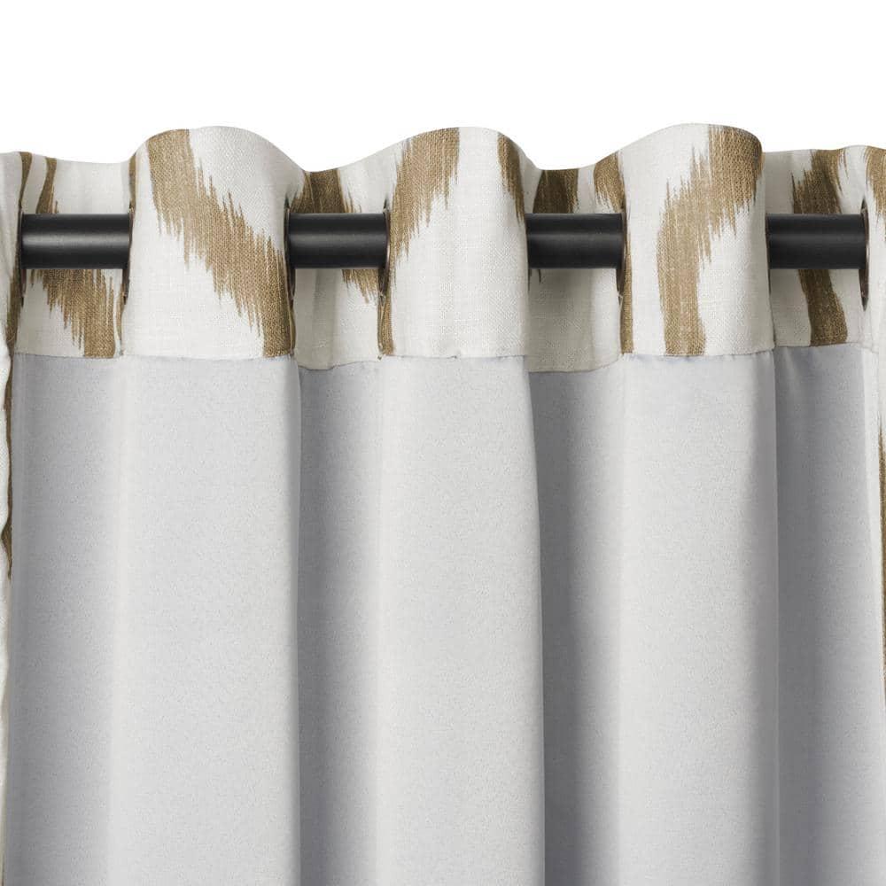 Renzo Ikat Geometric Linen Room Darkening Single Window Curtain Panel - 52" x 95" - Natural - Elrene Home Fashions