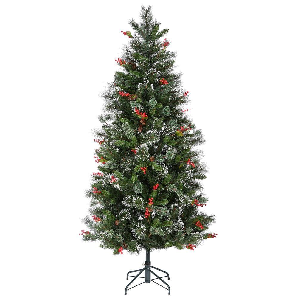 6.5' Prelit Flocked Medium Pine Artificial Christmas Tree Clear Lights - National Tree Company