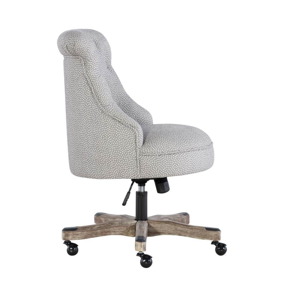 Sinclair Traditional Tufted Wood Base Swivel Office Chair Gray Wash Wood Base Light Gray - Linon