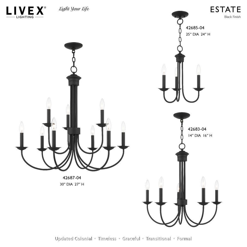 Livex Lighting Estate 5 - Light Chandelier in  Black