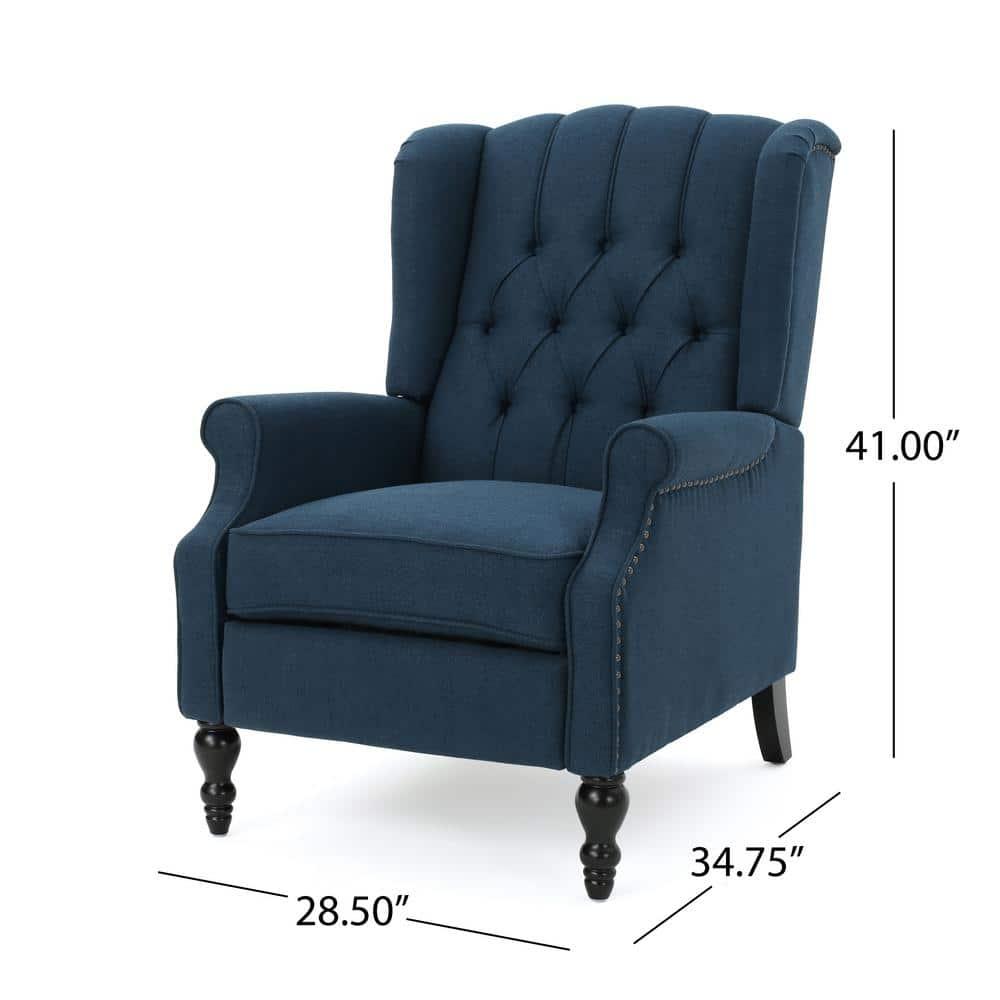 Noble House Walter Fabric Pushback Recliner, Set of 2, Blue