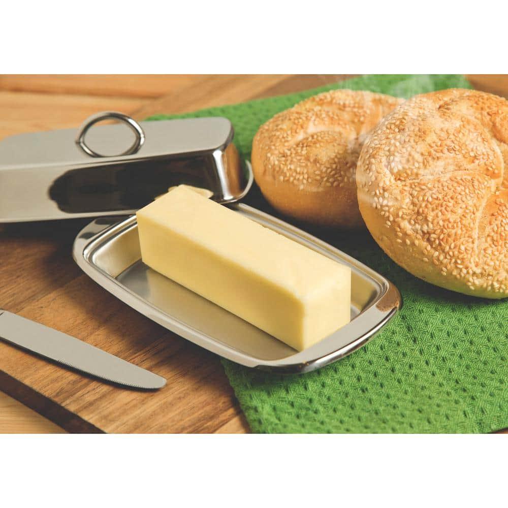 Fox Run 6510 Classic Stainless Steel Butter Dish, Kitchen Dining, 2.75"x7.5"x4"