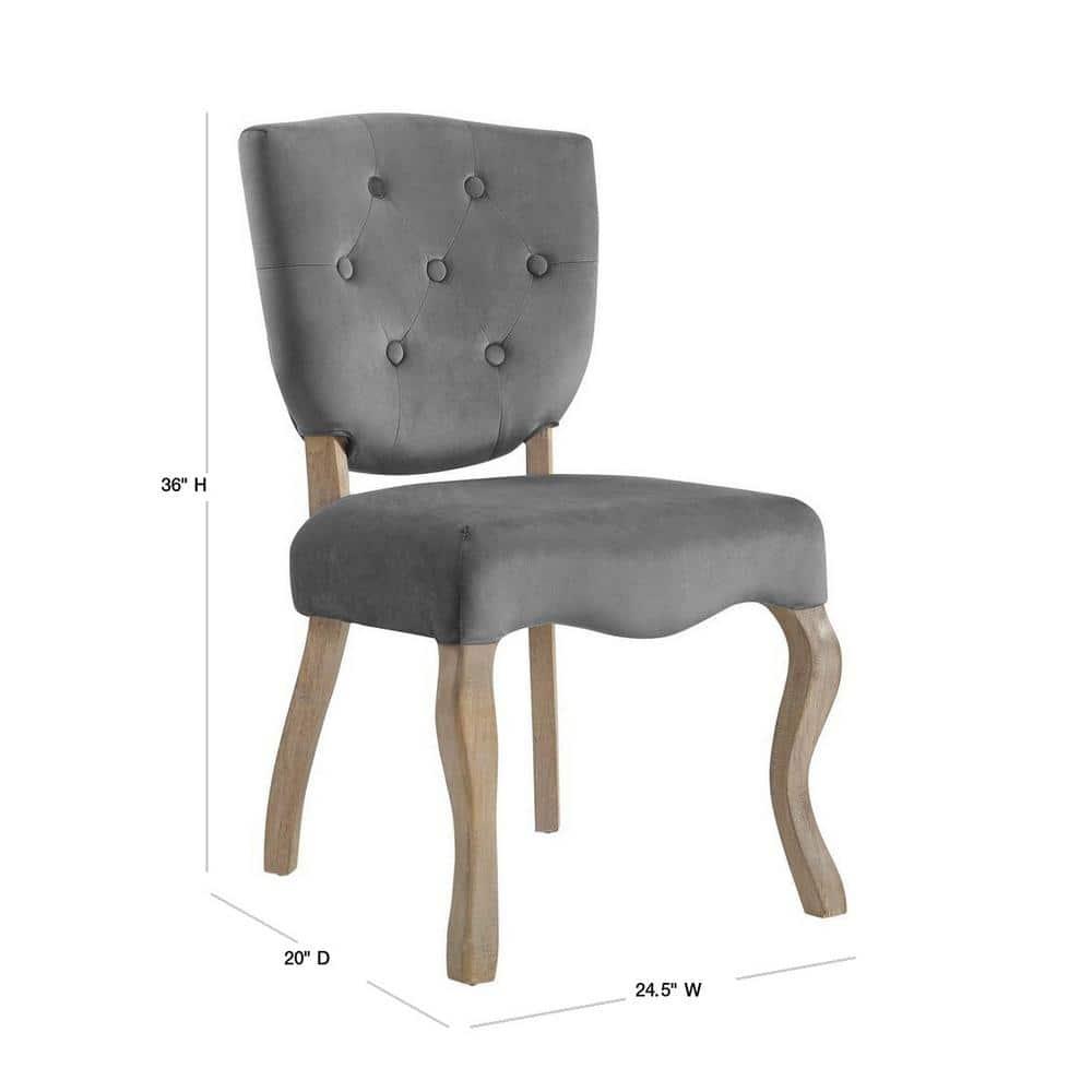 Modway Array Vintage French Performance Velvet Dining Side Chair Gray