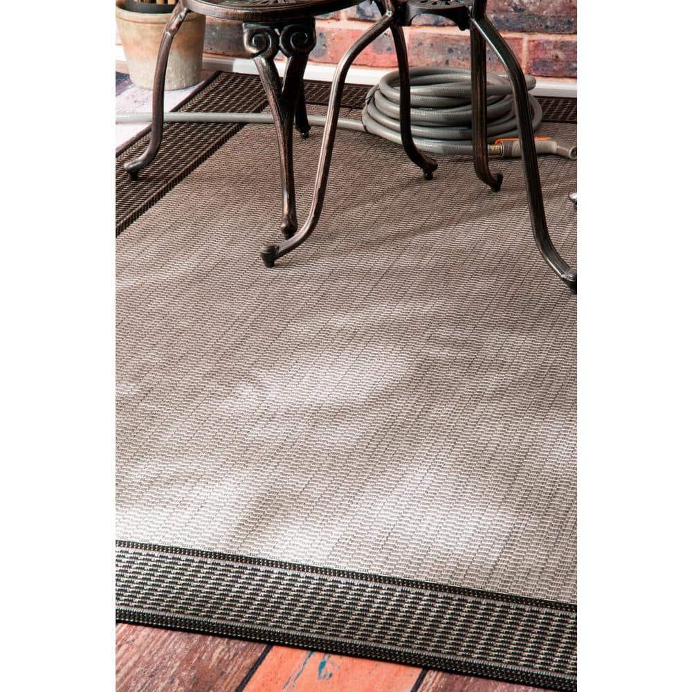 Nuloom Gris Bordered 6x9 Indoor/Outdoor Area Rug for Living Room Patio Deck Front Porch Kitchen, Grey/Black