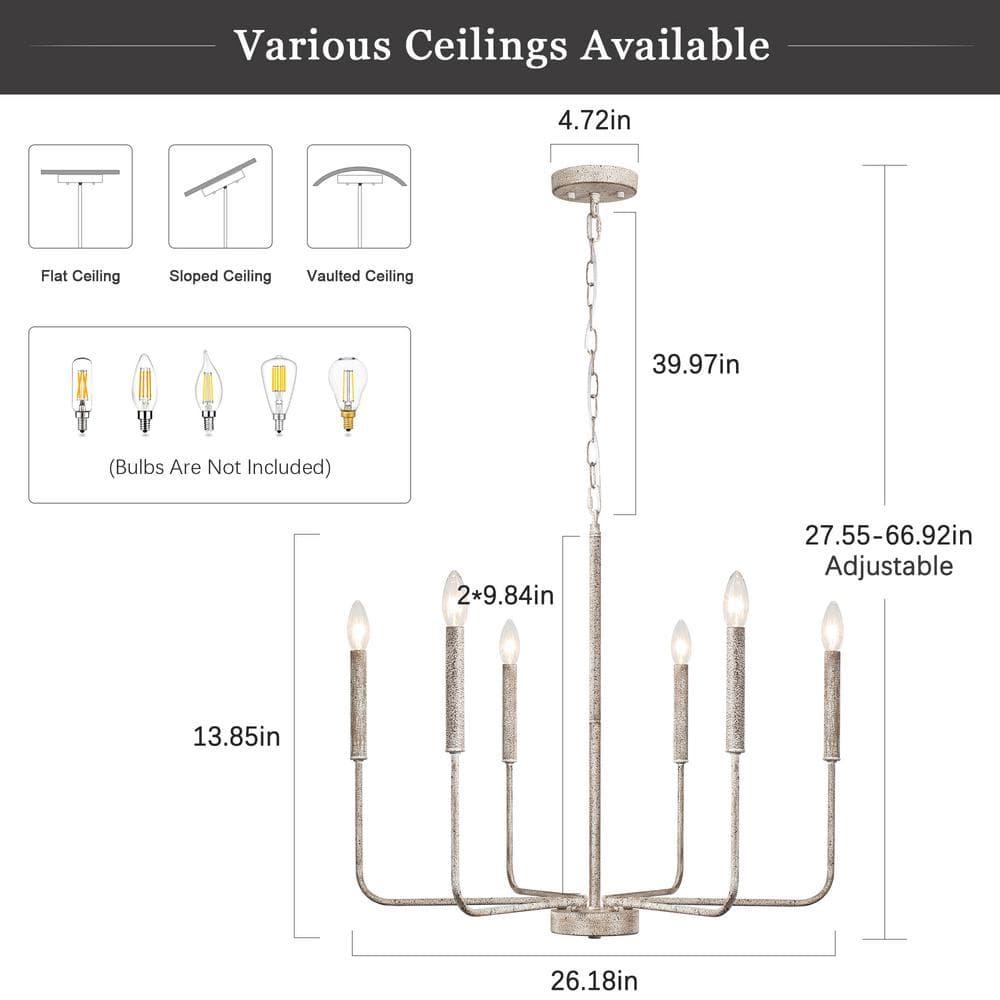 Marshana 6-Light Classic / Traditional Chandelier Modern Farmhouse Candle Style Chandelier