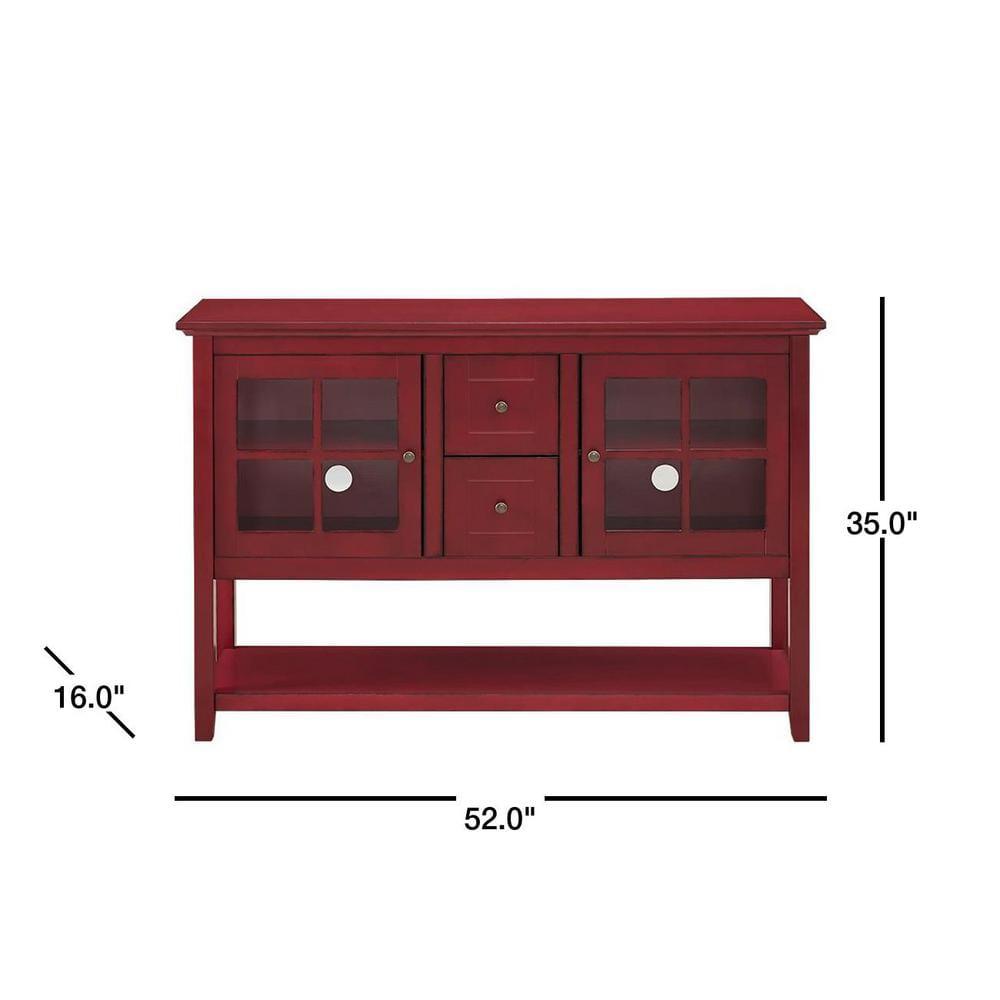 Walker Edison Highboy Transitional Wood TV Stand for TVs up to 55" - Antique Red