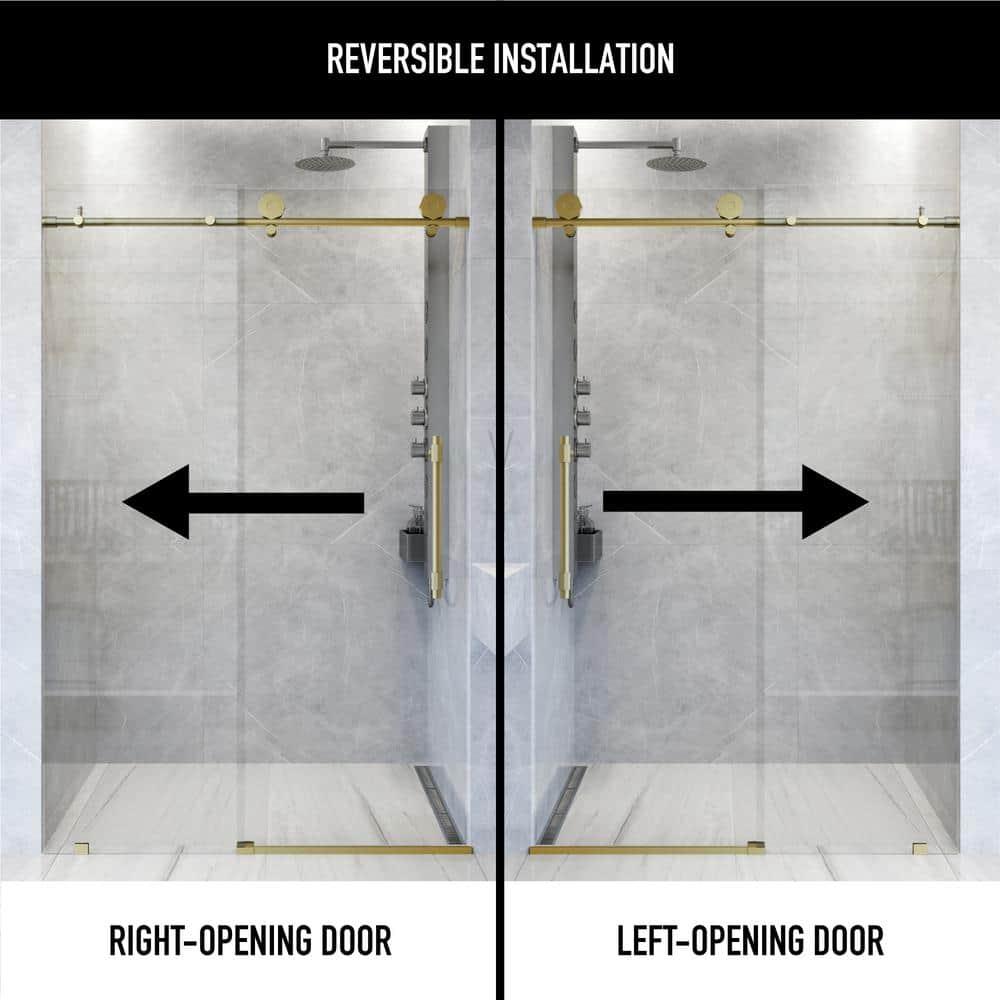 VIGO Elan Hart 68-72" W x 76" H Sliding Frameless Shower Door with 3/8" Clear Glass VG6022MGCL7276