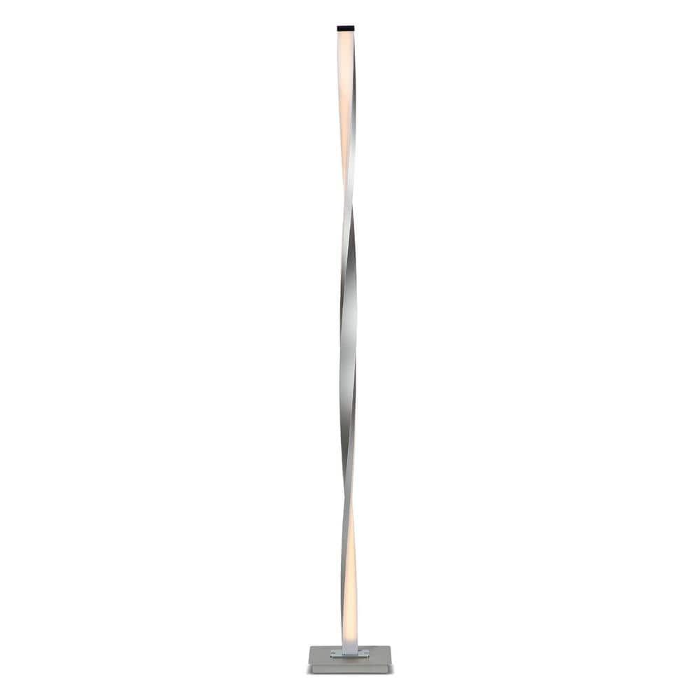 Helix 48" Platinum Silver LED Modern Floor Lamp with 3-Way Dimming