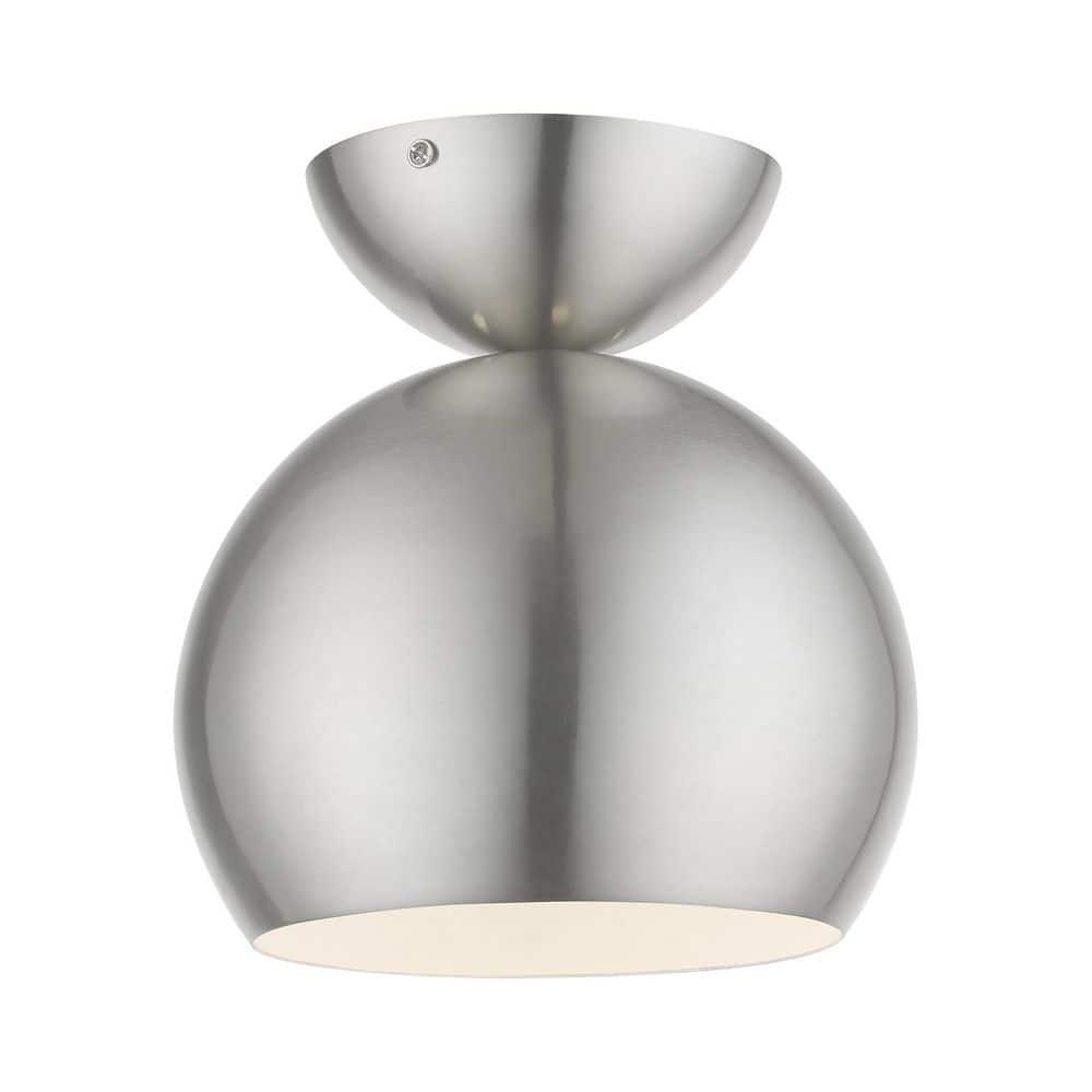 Livex Lighting Stockton 1 - Light Semi-Flush Mount in  Brushed Nickel/Polished Chrome