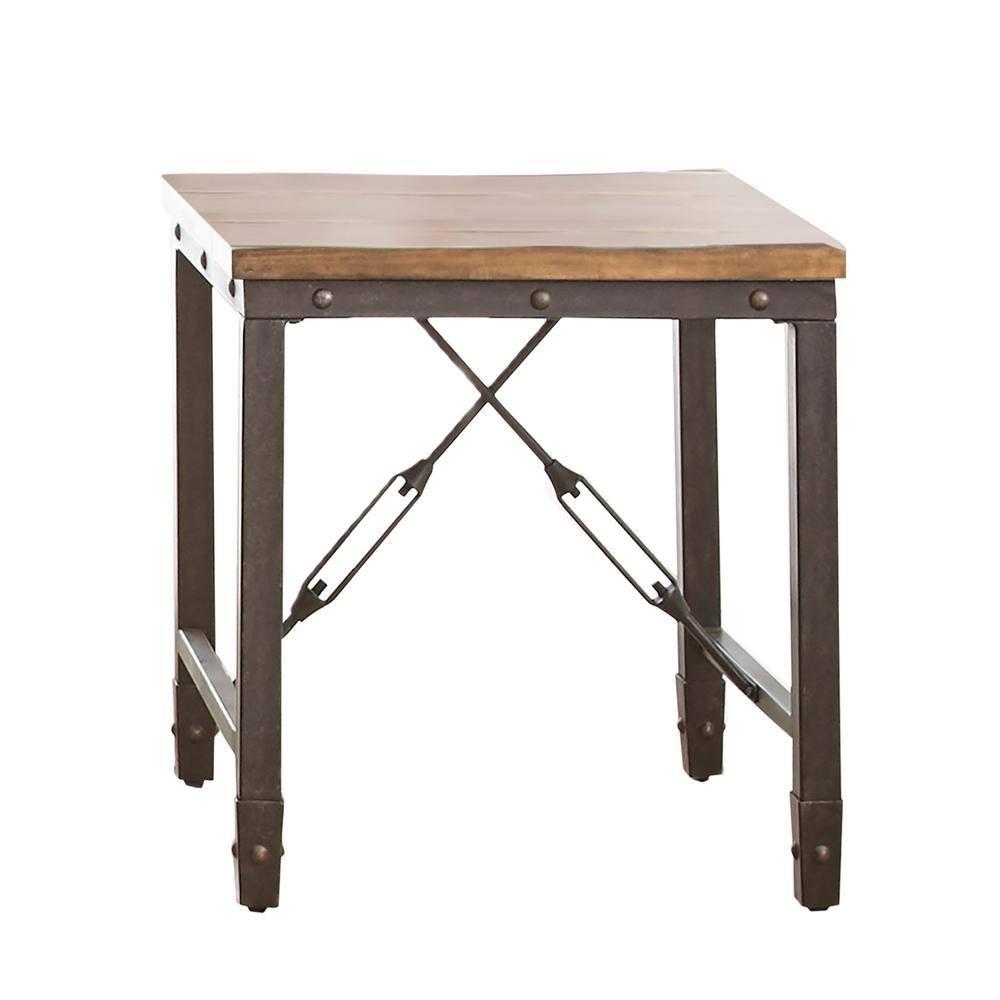 Ashford End Table Antique Honey - Steve Silver Co.: Industrial Style, Pine Veneer, Engineered Hardwoods