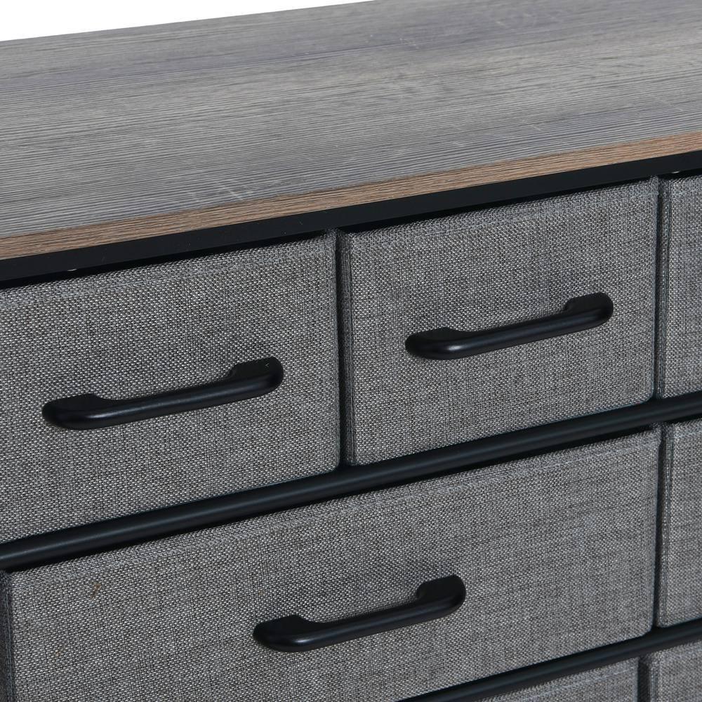 Victorian Style 8-Drawer and Bottom Shoe Shelf Storage Organizer Unit, Black and Ashwood Color