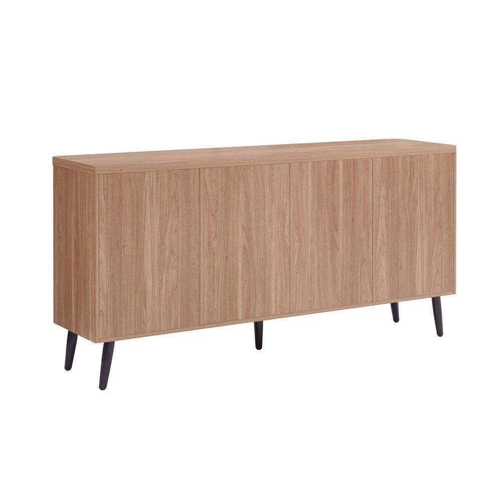 Manhattan Comfort Jodie 65" Mid-Century Modern Sideboard with 8 Adjustable Shelves in Maple