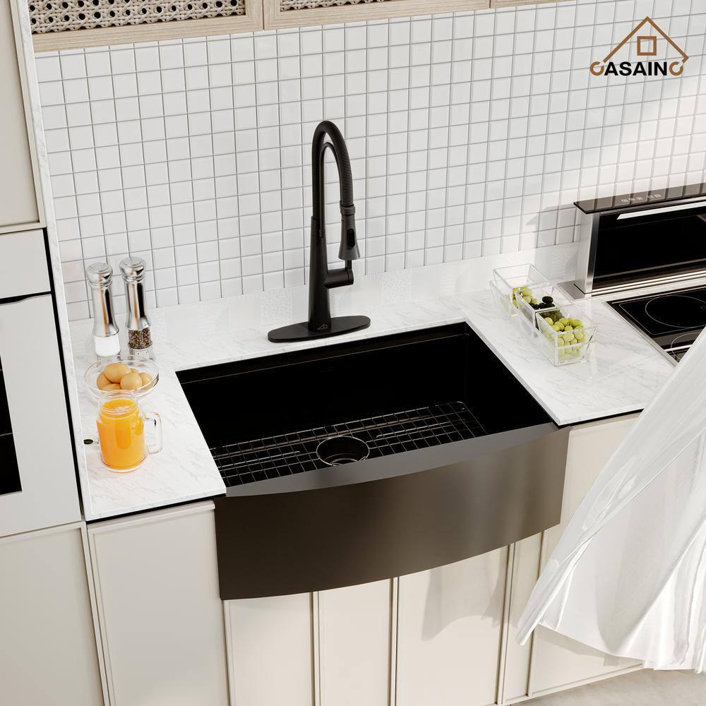 30" L x 22" W Apron Farmhouse Kitchen Sink with Faucet Included