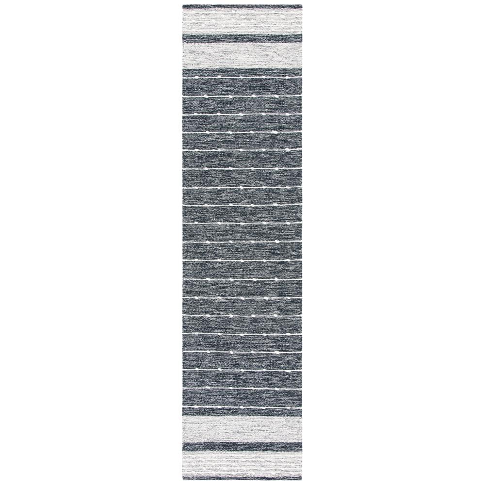 Striped Kilim STK509 Hand Woven Runner Rug - Black/Ivory - 2'3"x9' - Safavieh.