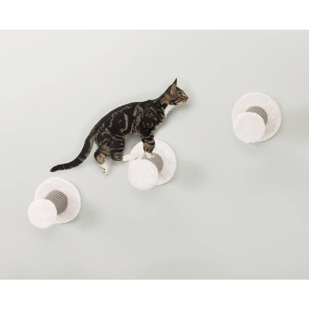 White Sisal Wall Mount Cat Climbing Steps, 3-Piece Set