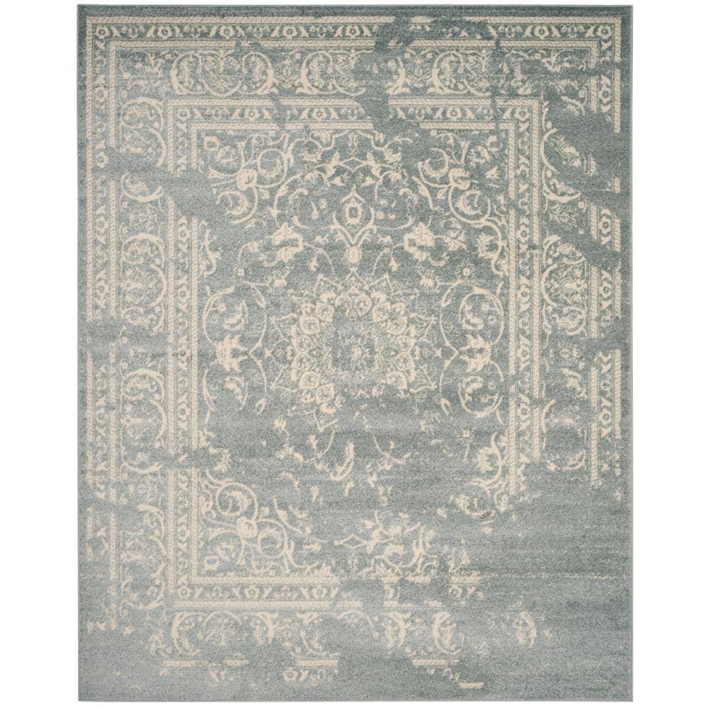 SAFAVIEH Adirondack Zoey Traditional Faded Area Rug, Slate/Ivory, 9' x 12'