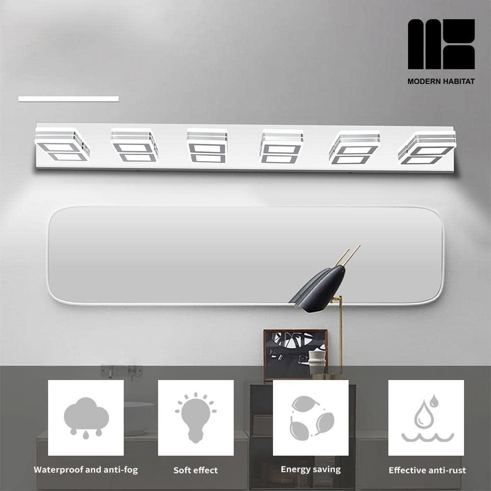 GlamourGaze 39 in. 6-Light Chrome LED Vanity Light with Bathroom