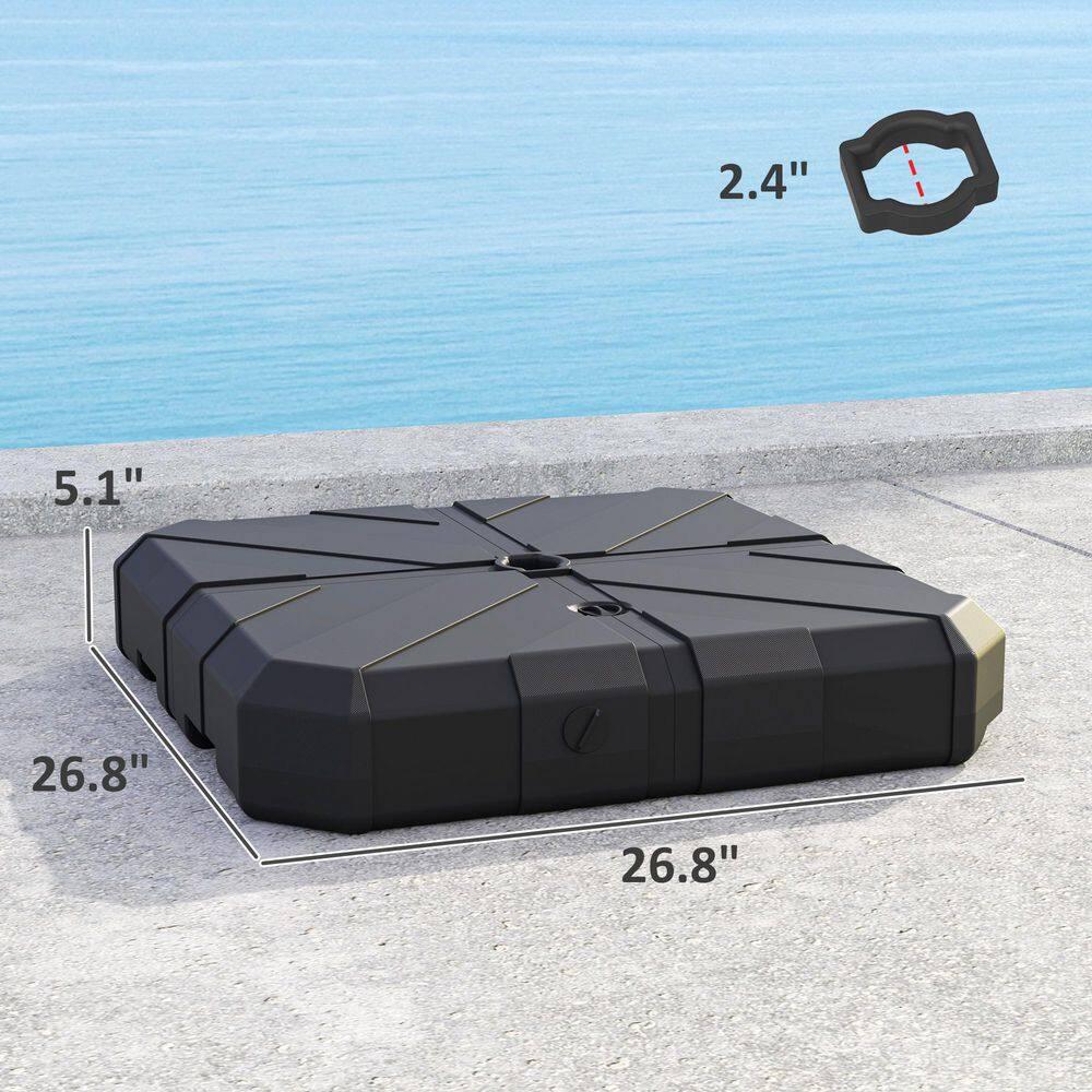 Outsunny Cantilever Offset Umbrella Base, Heavy Duty Outdoor Umbrella Stand Base, Sand/Water Filled Patio Umbrella Base for Garden, Poolside, Black
