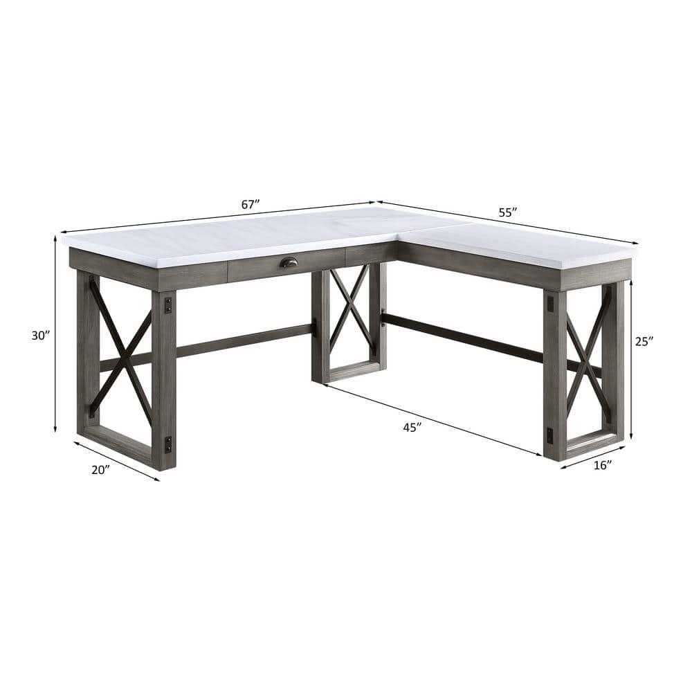 67" Talmar Marble Top Writing Desk with File Drawer & Lift Storage - Acme Furniture