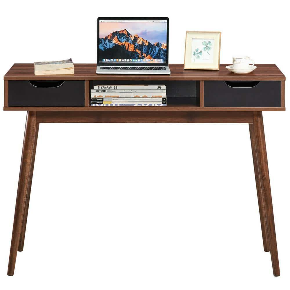 Costway Computer Desk Writing Table w/ Drawers Laptop PC Workstation Home Walnut