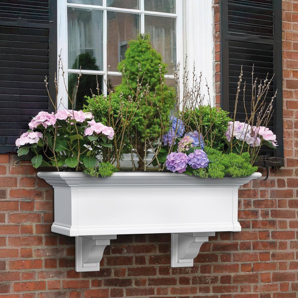 Mayne Yorkshire 3ft Window Box - Customizable - Vinyl Planter Box - White (4823-W)