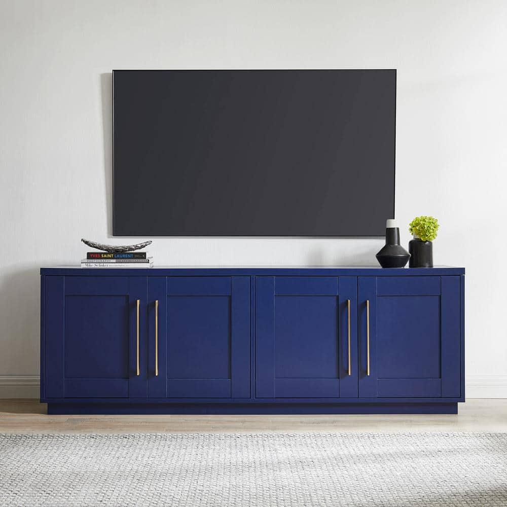 Evelyn&Zoe Tillman Rectangular TV Stand for TV's up to 75", Dark Blue