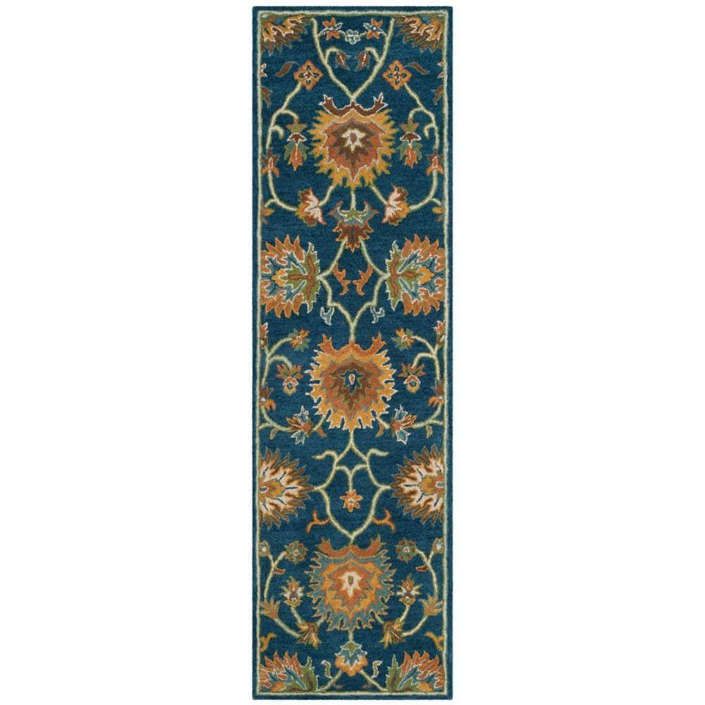 SAFAVIEH Heritage Sharla Floral Wool Runner Rug, Navy, 2'3" x 8'