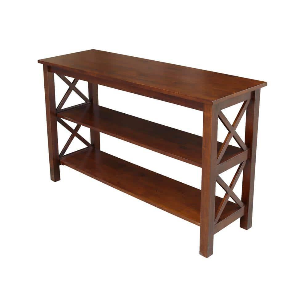 International Concepts Hampton Console Table Espresso: Stained Wood, Fixed Shelf, Rectangular Shape, Spot Clean