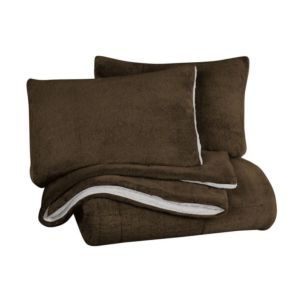 Swift Home Ultra Plush Reversible Faux Fur and Sherpa 3-Piece Comforter Set