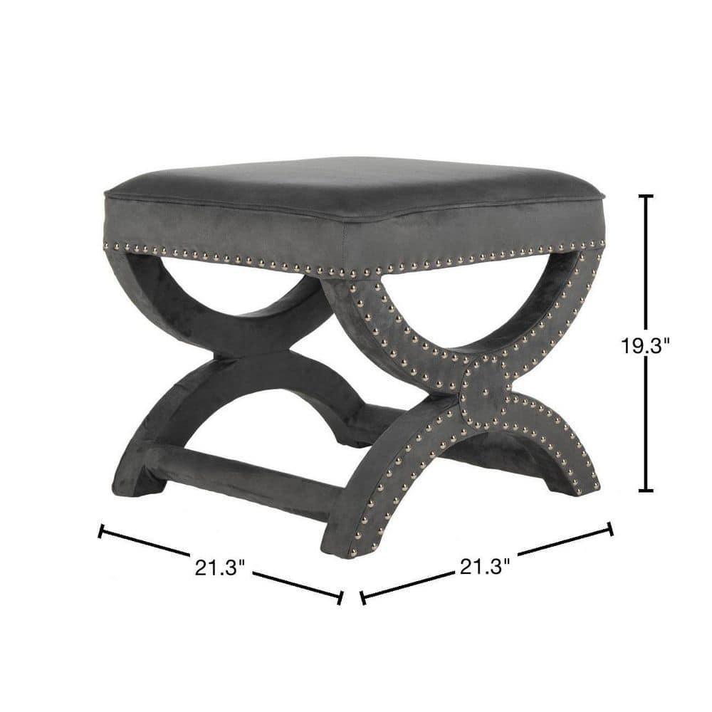 Mystic Ottoman with Silver Nail Heads - Grey - Safavieh