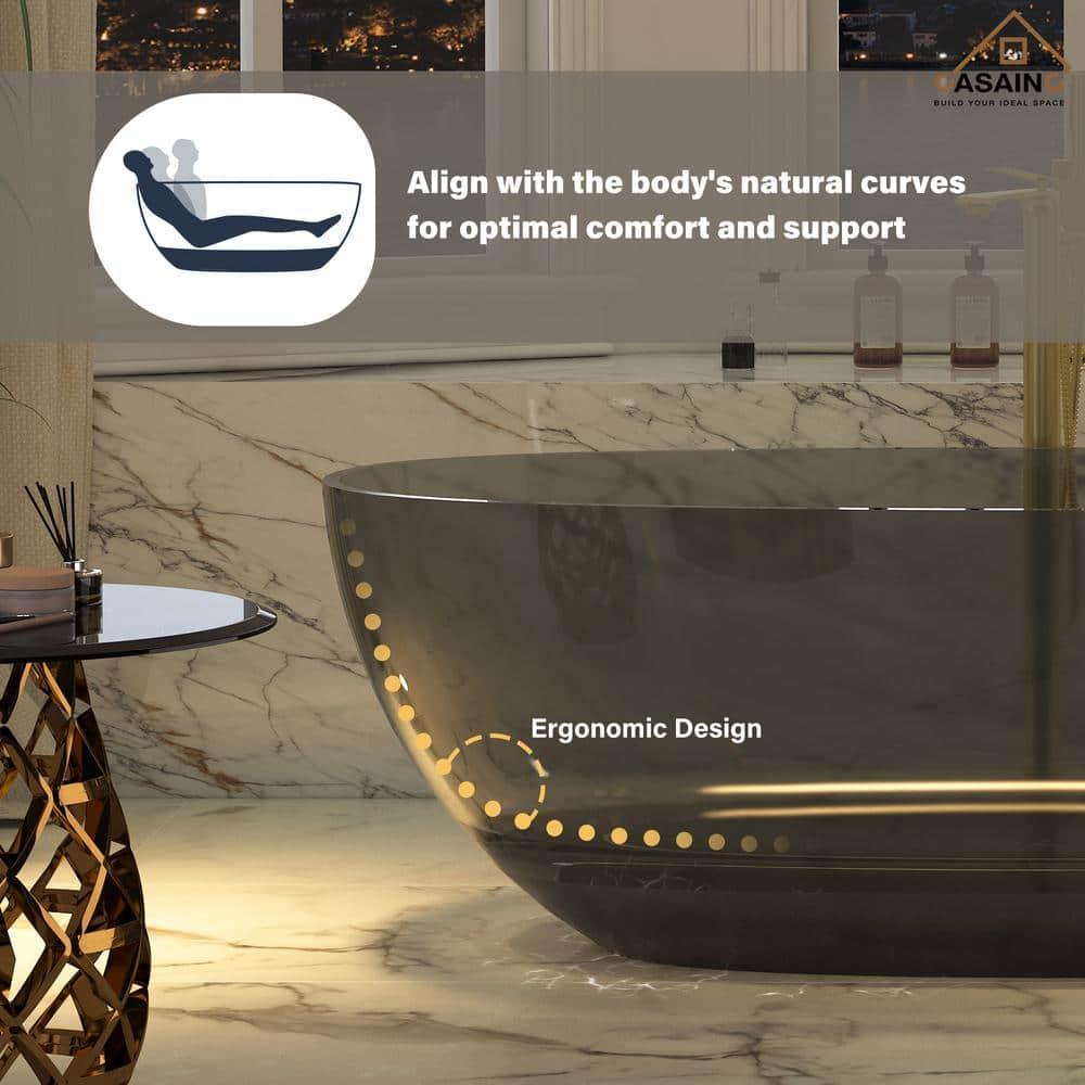 67'' x 30'' Runway Semi Transparent Resin Freestanding Soaking Bathtub