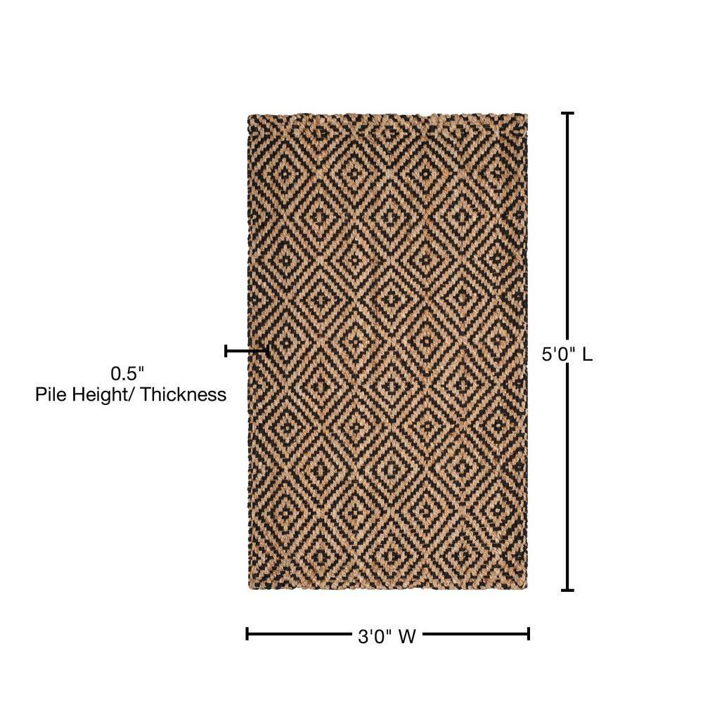 Natural Fiber NF181 Hand Woven Indoor Accent Rug - Natural/Black - 3'x5' - Safavieh.