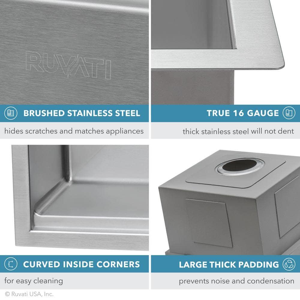 Ruvati RVH9301 Ruvati 36" Apron-front Workstation Low-Divide 50/50 Farmhouse Kitchen Sink Stainless Steel