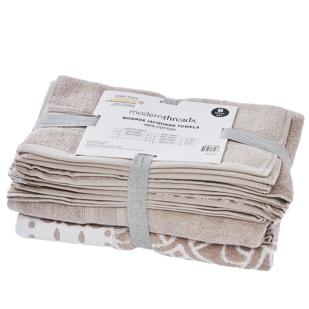 Modern Threads Modern Threads 6 Piece Set, 2 Bath Towels, 2 Hand Towels, 2 Washcloths Yarn Dyed Jacquard/Solid Towel Set Monroe