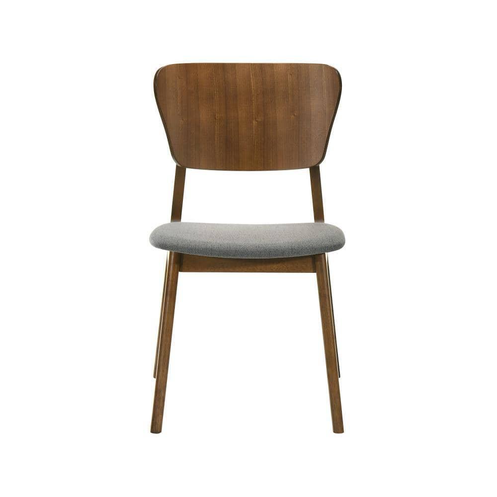 Armen Living Kalia 18" Fabric & Wood Dining Chair in Charcoal/Walnut (Set of 2)