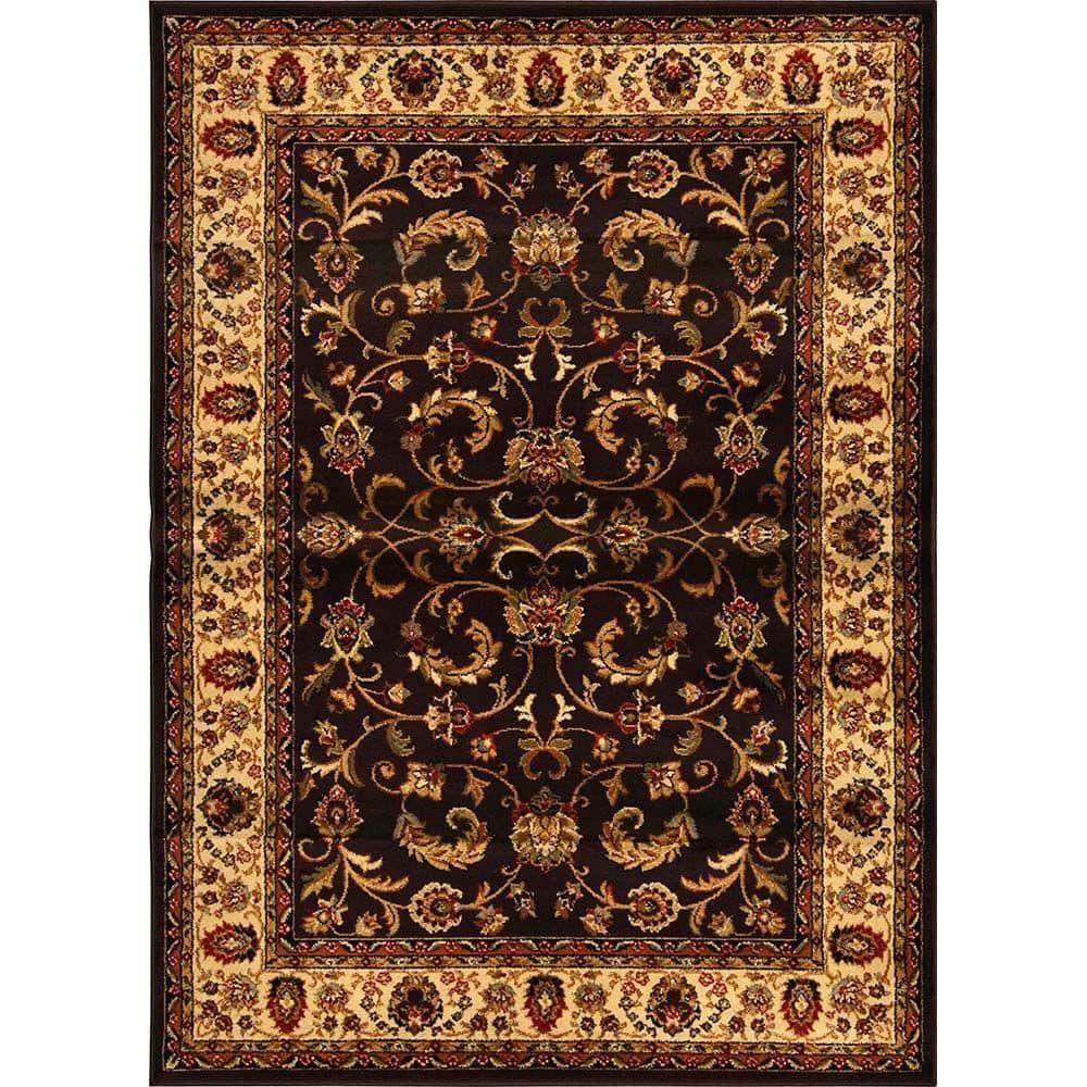 Home Dynamix Royalty Elati Traditional Ornate Damask Runner Area Rug, Brown/Ivory, 1'9"x7'2"