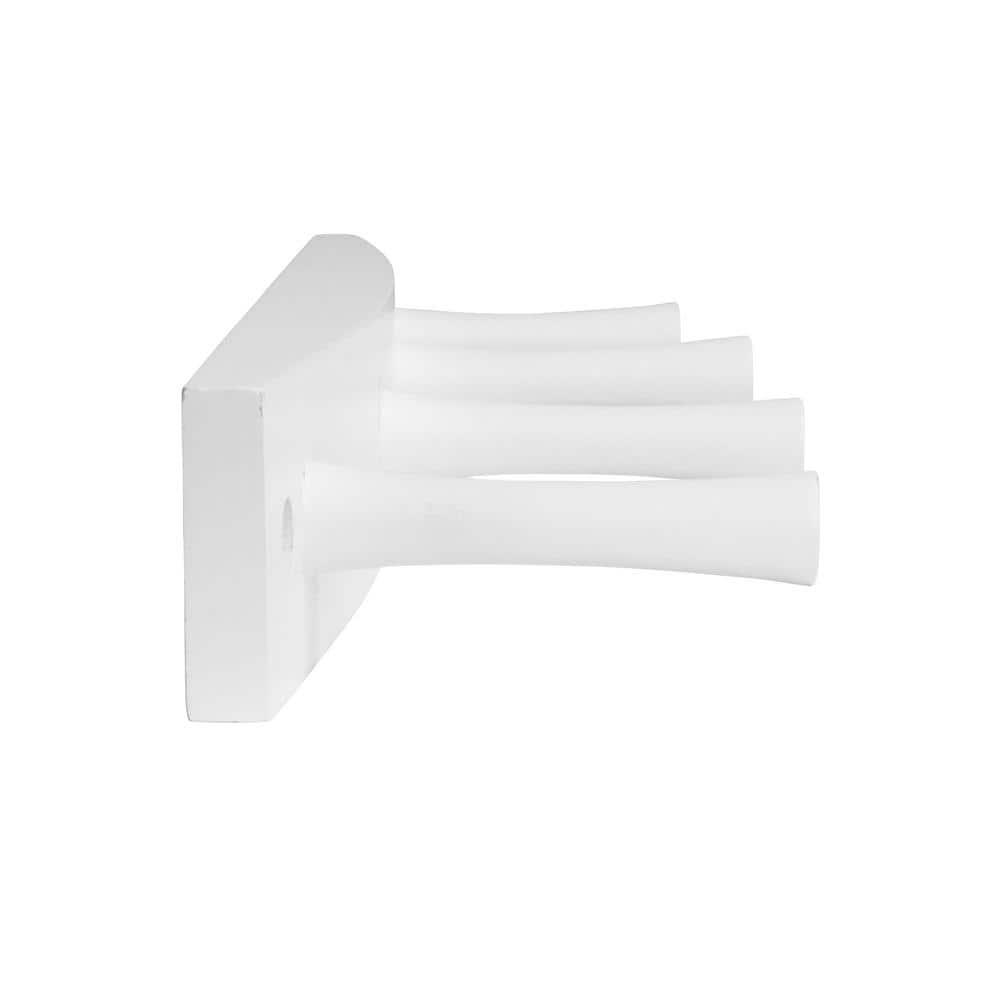 15.5 in. L Decorative White 4-Peg Wall Mount Wood Rack