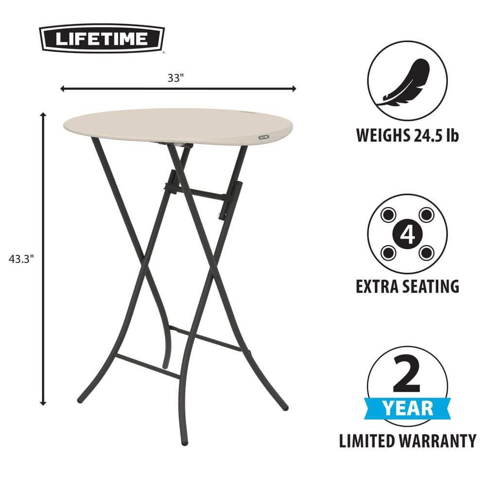 Lifetime 33 inch Round Bistro Table, Indoor/Outdoor Light Commercial, Almond (80362)