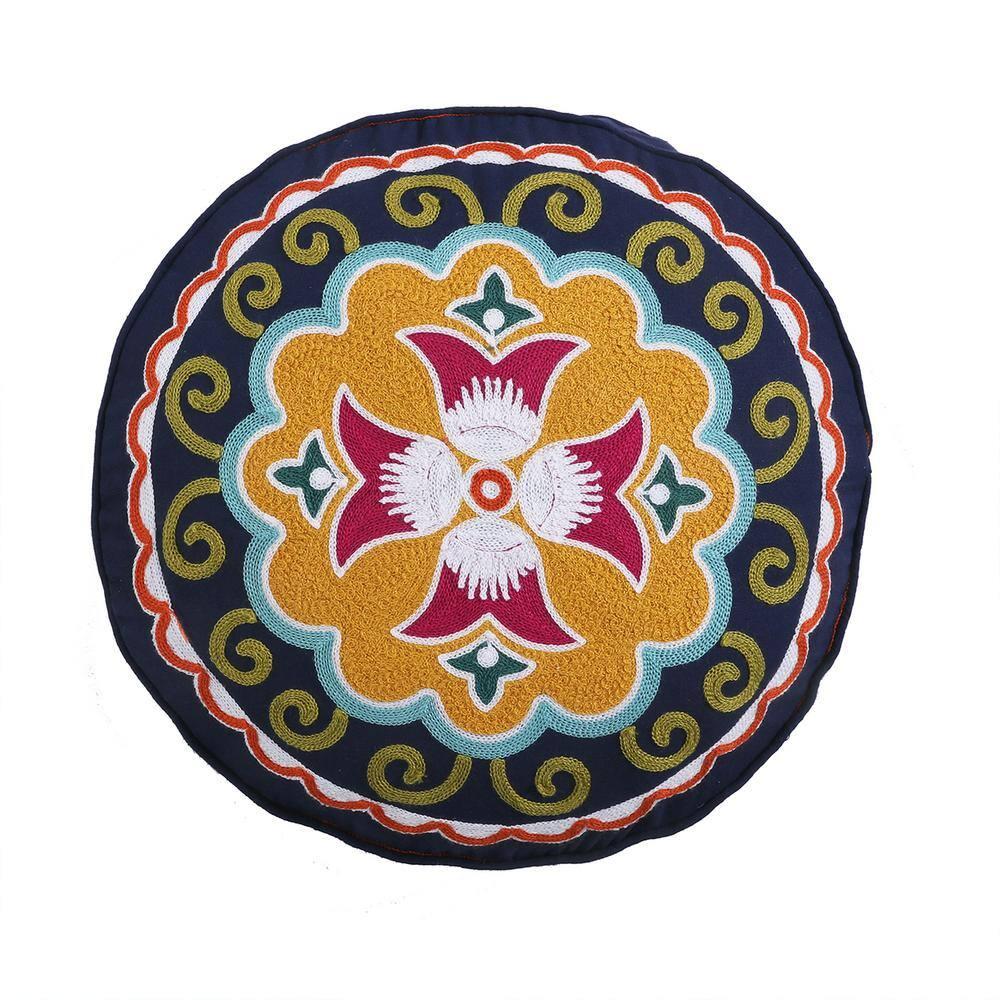 Amelie Embroidered Medallion Decorative Round Pillow - Levtex Home