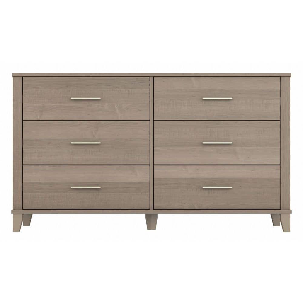 Somerset 6 Drawer Dresser in Gray - Bush Furniture: Mid-Century Style, Ample Storage Space