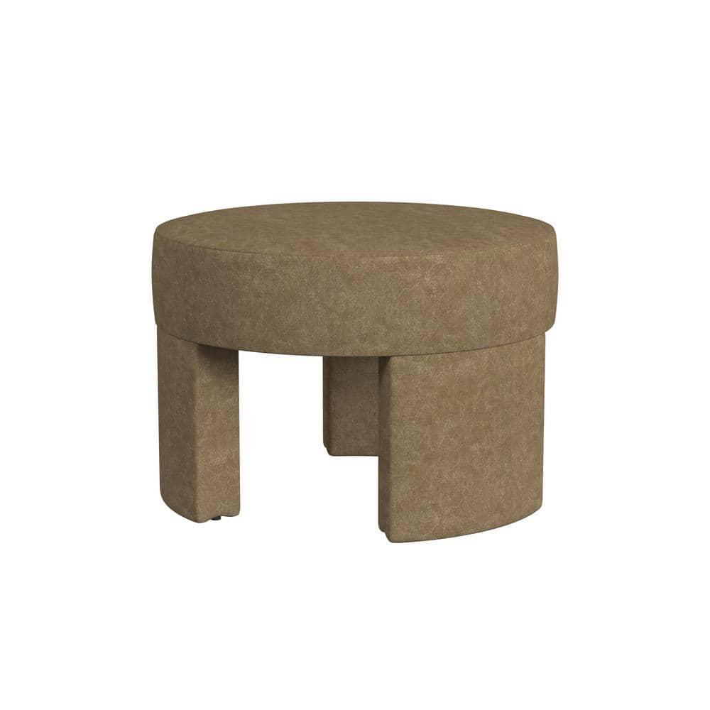 Sophia Ottoman Mocha - HomePop: Velvet Upholstered, Footrest, Round Bench, No Assembly Required