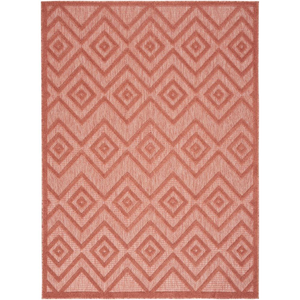 Nourison Versatile Diamond Geometric Flatweave Indoor Outdoor Area Rug Coral/Orange 6' x 9'