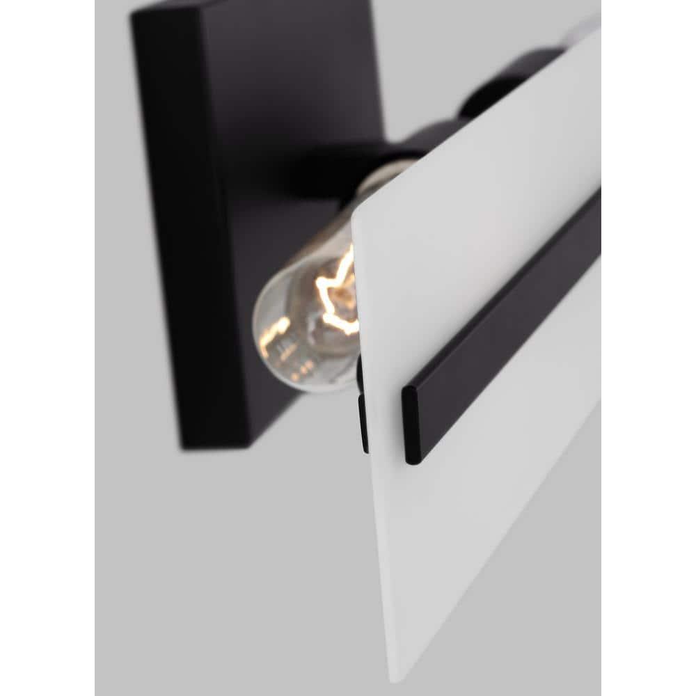 Midnight Black Steel 24" Bath Vanity Light with Satin Etched Glass Shades