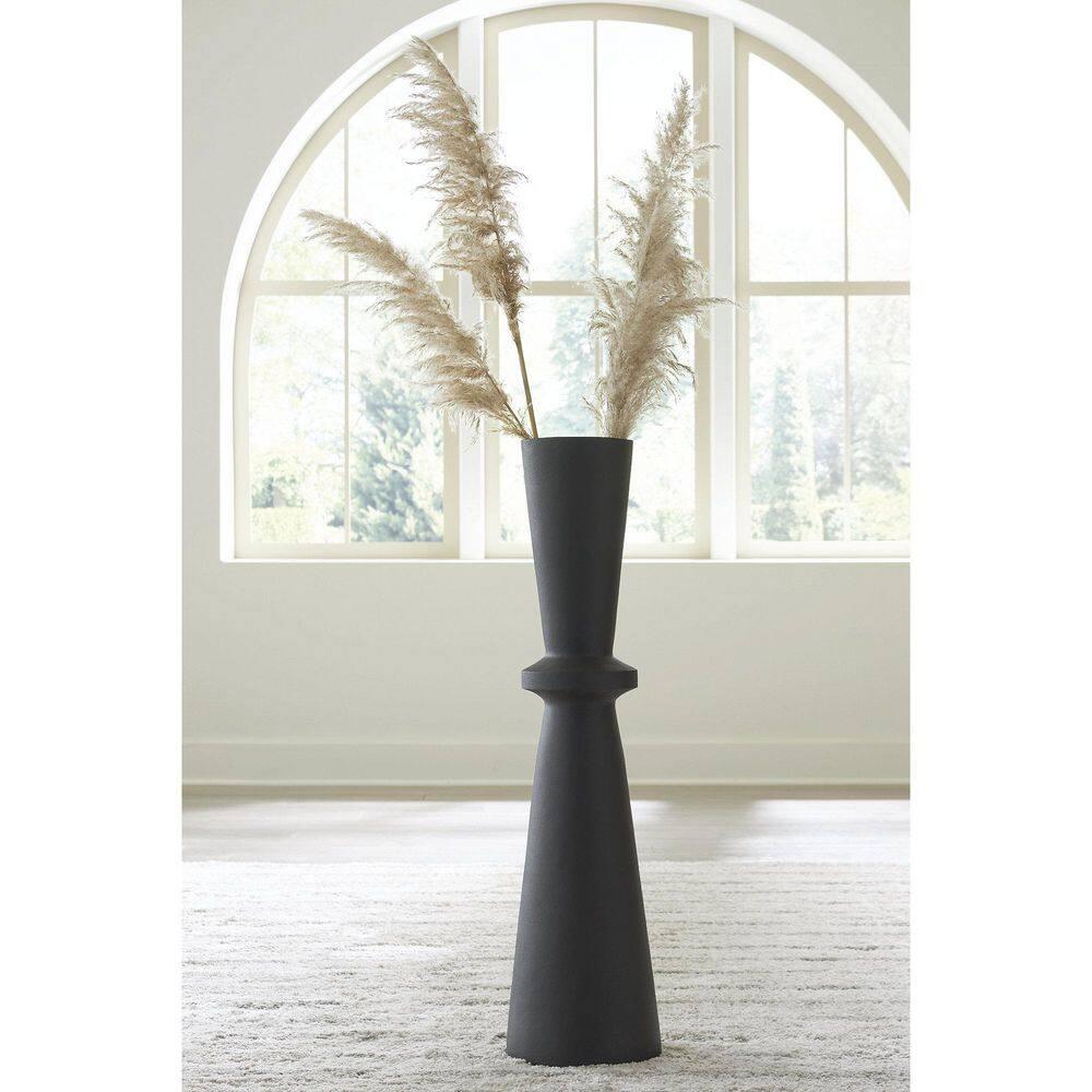 Black Textured Polyresin Hourglass Floor Vase