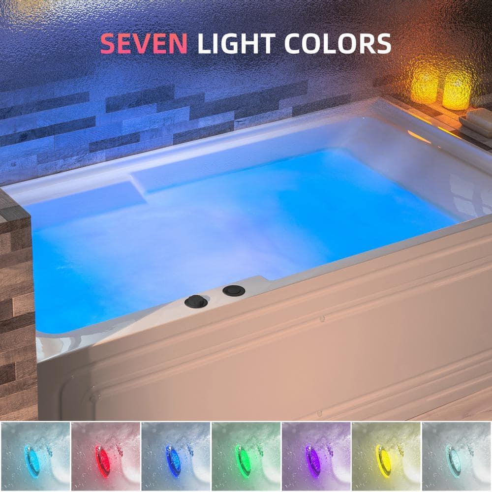 60" x 30" Whirlpool Heated Rectangular Alcove Acrylic Bathtub with Chrome/Matte Black Drain and Overflow